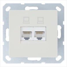 Изображение Интернет-розетка RJ45 двойная с накладкой, цвет слоновая кость